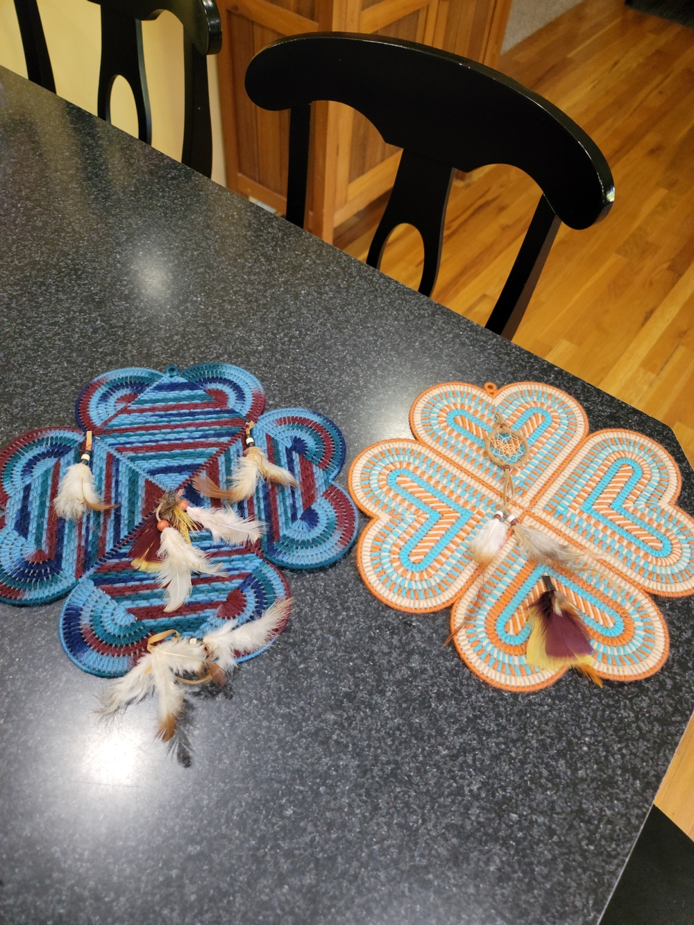 Handcrafted Blue & Orange Woven Dreamcatcher Wall Accent - Unknown Brand